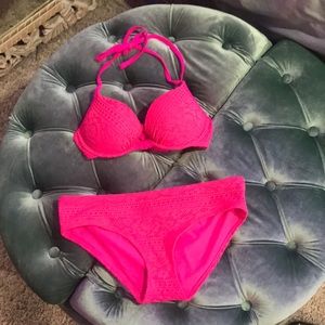 Pink lace bikini